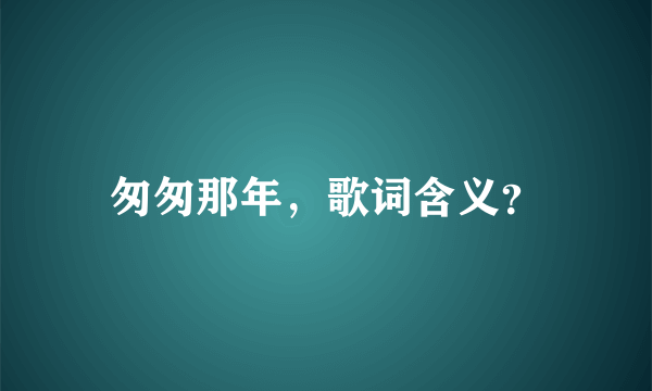 匆匆那年，歌词含义？