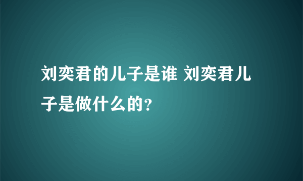 刘奕君的儿子是谁 刘奕君儿子是做什么的？