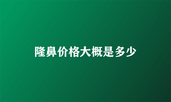 隆鼻价格大概是多少