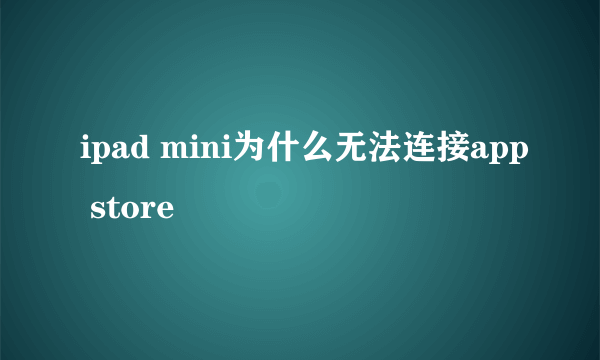 ipad mini为什么无法连接app store