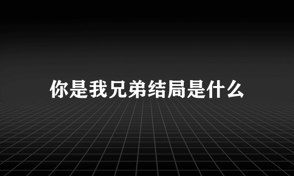 你是我兄弟结局是什么