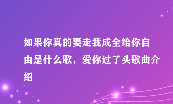 如果你真的要走我成全给你自由是什么歌，爱你过了头歌曲介绍