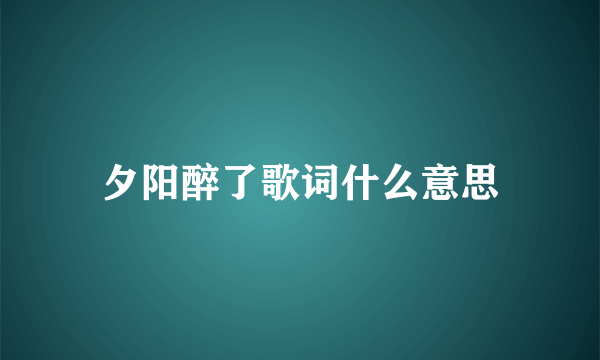 夕阳醉了歌词什么意思