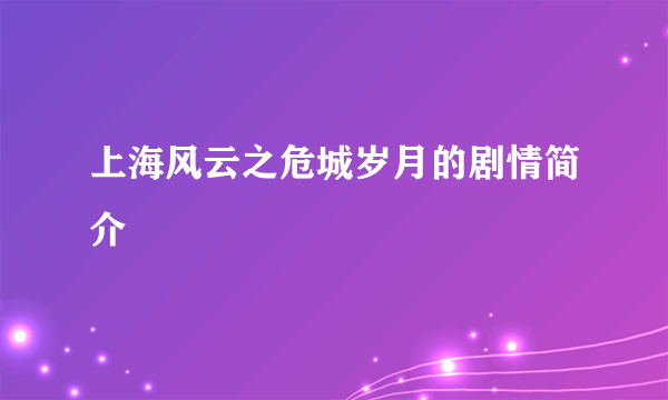 上海风云之危城岁月的剧情简介