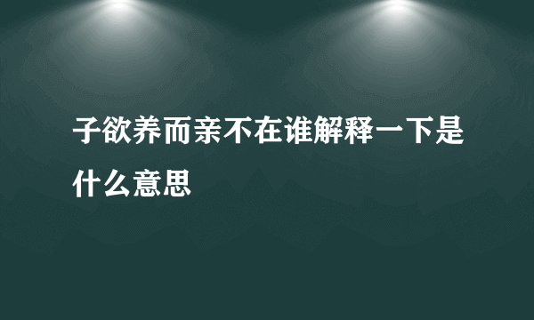 子欲养而亲不在谁解释一下是什么意思