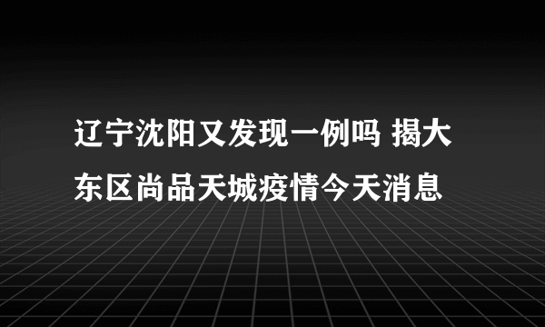 辽宁沈阳又发现一例吗 揭大东区尚品天城疫情今天消息