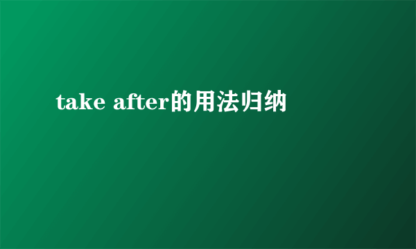 take after的用法归纳