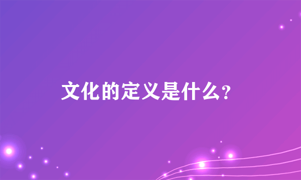 文化的定义是什么？