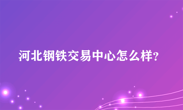 河北钢铁交易中心怎么样？