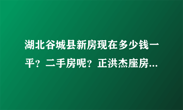 湖北谷城县新房现在多少钱一平？二手房呢？正洪杰座房价是多少？有知道的老乡回答下？