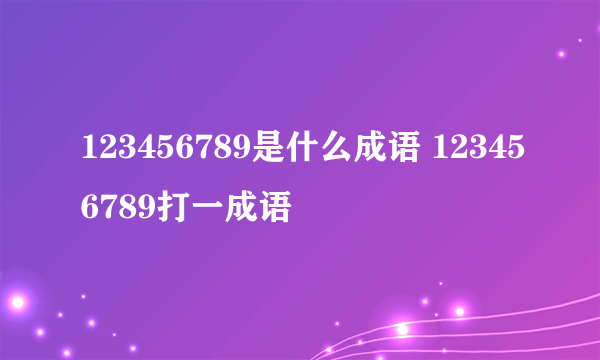 123456789是什么成语 123456789打一成语