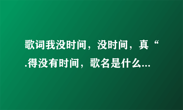 歌词我没时间，没时间，真“.得没有时间，歌名是什么?谁唱得？