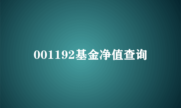 001192基金净值查询