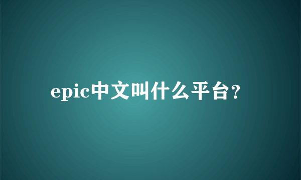 epic中文叫什么平台？