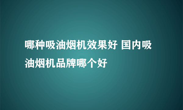 哪种吸油烟机效果好 国内吸油烟机品牌哪个好