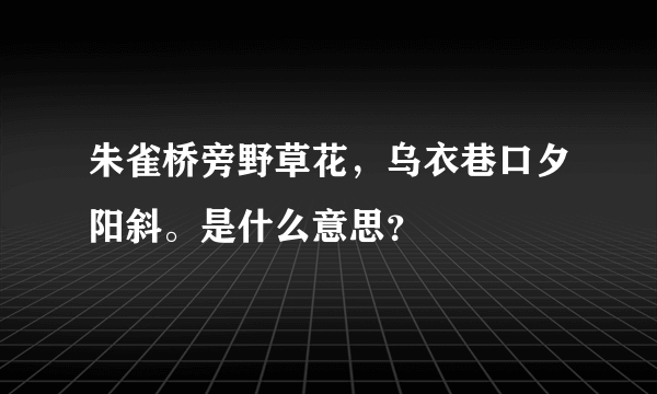 朱雀桥旁野草花，乌衣巷口夕阳斜。是什么意思？