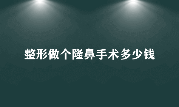 整形做个隆鼻手术多少钱