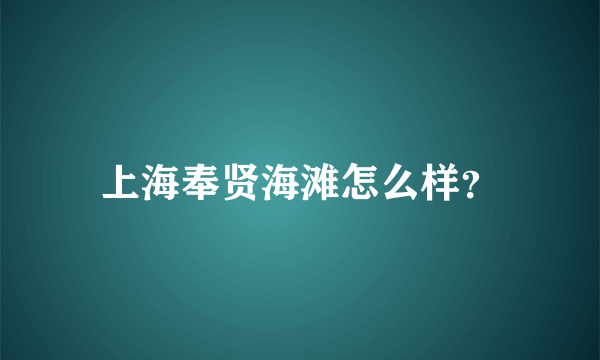 上海奉贤海滩怎么样？