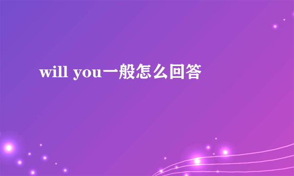 will you一般怎么回答