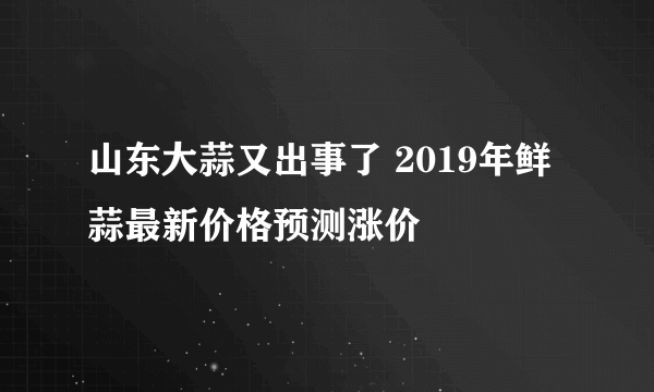 山东大蒜又出事了 2019年鲜蒜最新价格预测涨价