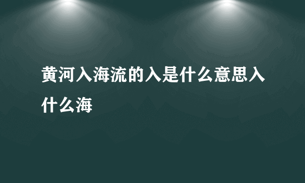 黄河入海流的入是什么意思入什么海