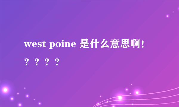 west poine 是什么意思啊！？？？？