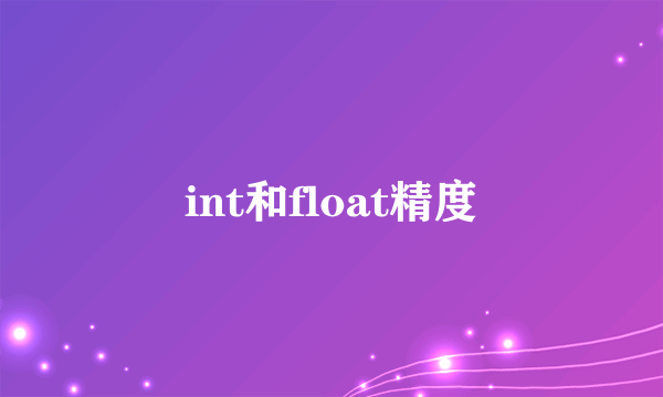 int和float精度