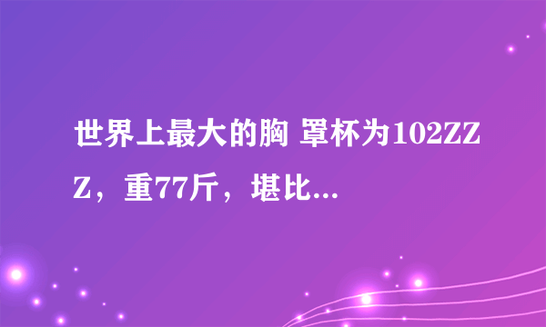 世界上最大的胸 罩杯为102ZZZ，重77斤，堪比两个大西瓜