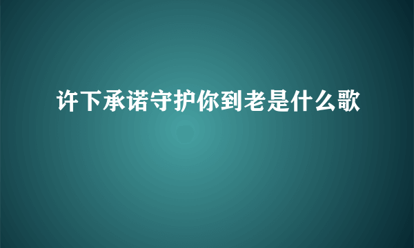 许下承诺守护你到老是什么歌