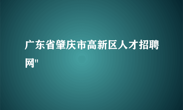 广东省肇庆市高新区人才招聘网