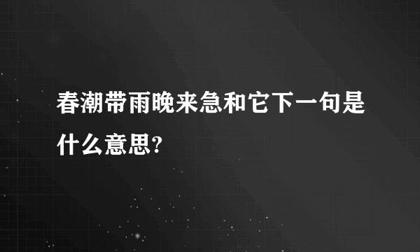 春潮带雨晚来急和它下一句是什么意思?