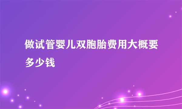 做试管婴儿双胞胎费用大概要多少钱