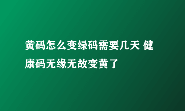 黄码怎么变绿码需要几天 健康码无缘无故变黄了