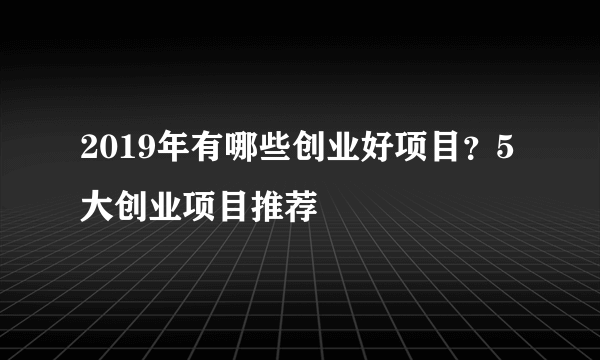 2019年有哪些创业好项目？5大创业项目推荐