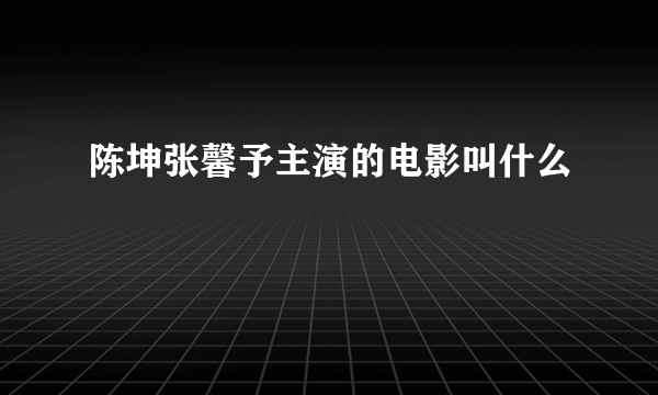 陈坤张馨予主演的电影叫什么