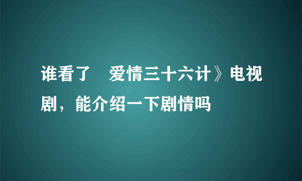 谁看了巜爱情三十六计》电视剧，能介绍一下剧情吗