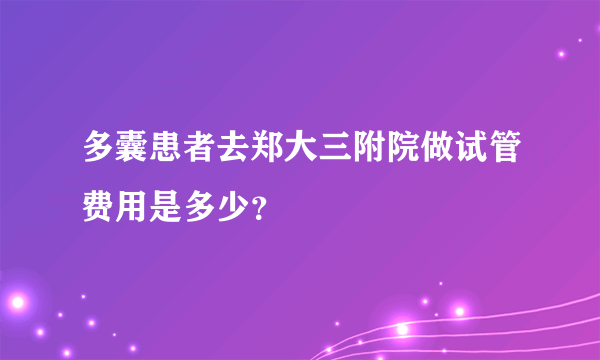 多囊患者去郑大三附院做试管费用是多少？