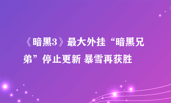 《暗黑3》最大外挂“暗黑兄弟”停止更新 暴雪再获胜