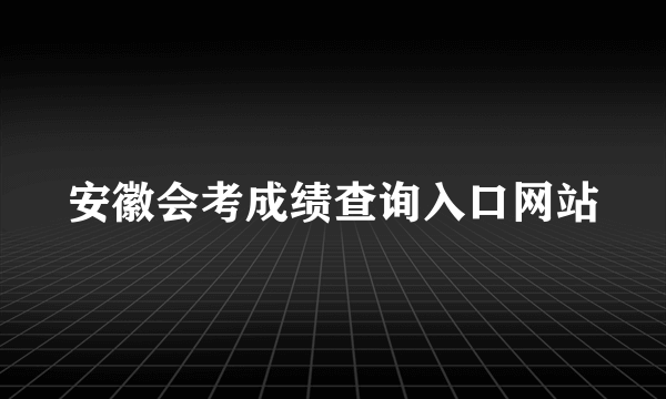 安徽会考成绩查询入口网站