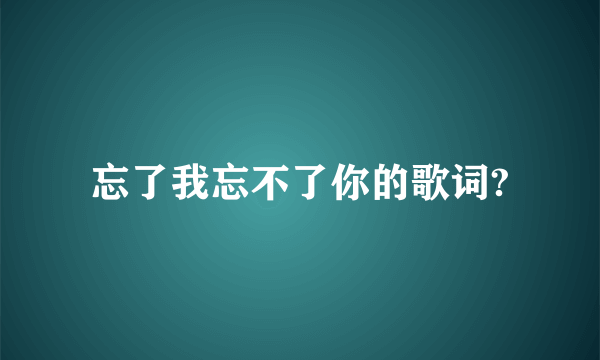 忘了我忘不了你的歌词?