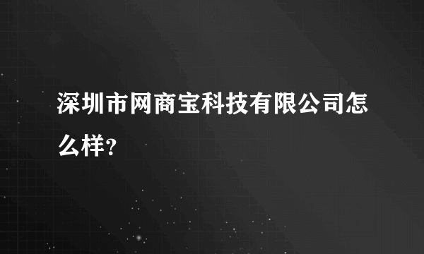 深圳市网商宝科技有限公司怎么样？