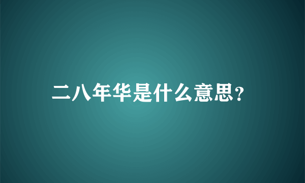 二八年华是什么意思？