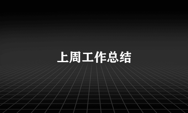 上周工作总结