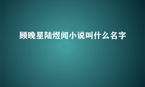 顾晚星陆煜闻小说叫什么名字