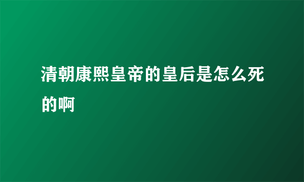 清朝康熙皇帝的皇后是怎么死的啊