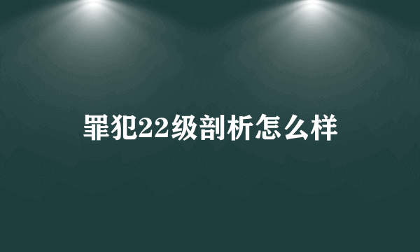 罪犯22级剖析怎么样