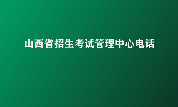 山西省招生考试管理中心电话