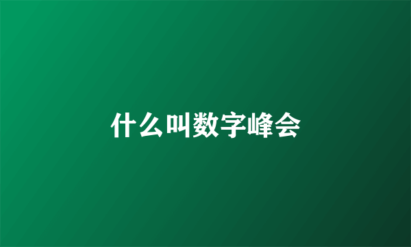 什么叫数字峰会