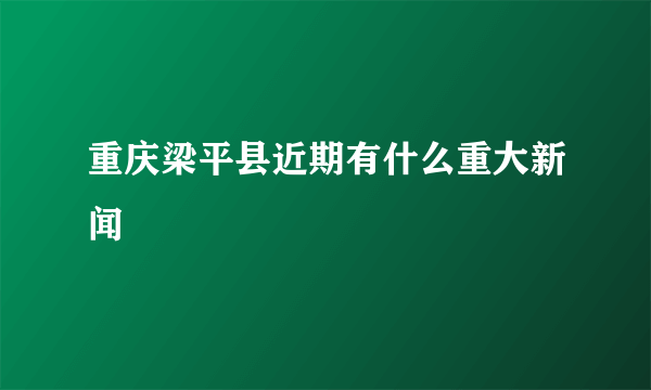 重庆梁平县近期有什么重大新闻