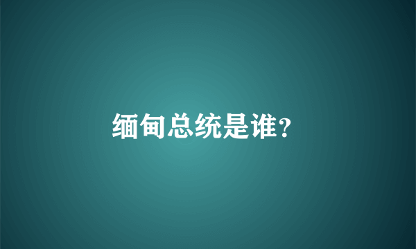 缅甸总统是谁？